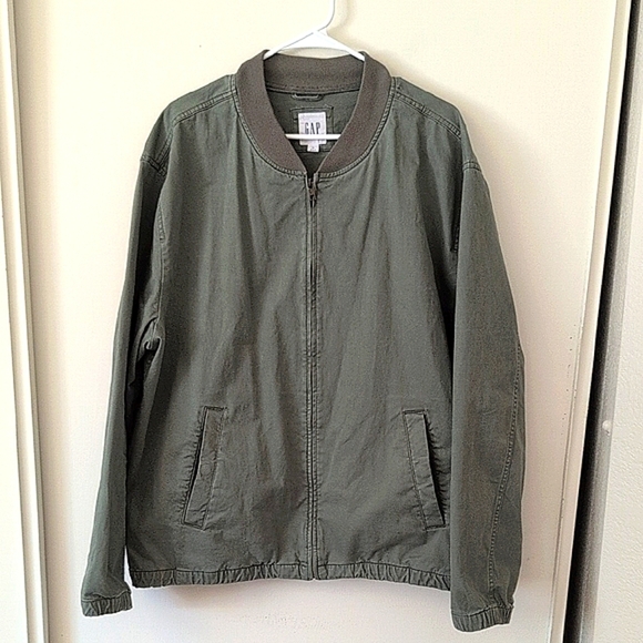 GAP Other - GAP Mens XL Zip Up Bomber Jacket Green Preppy Casual Contemporary Minimalist